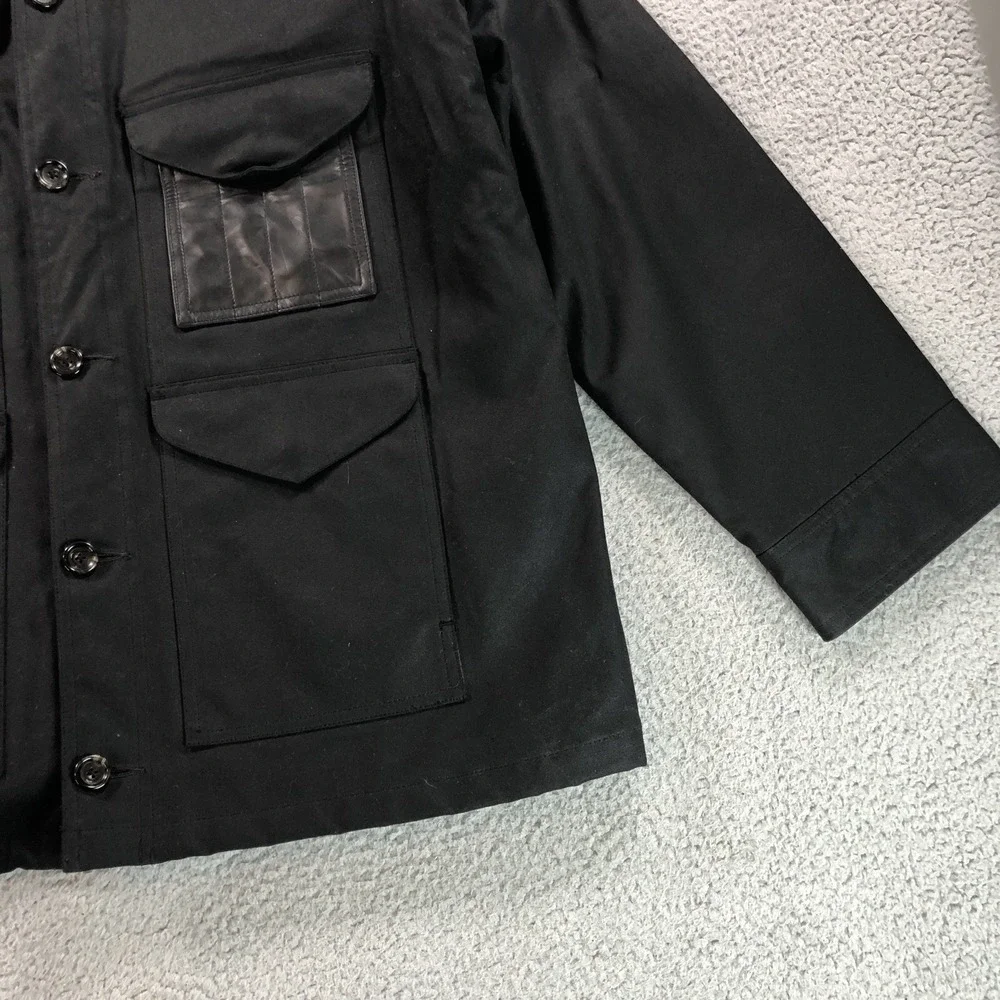 Polo Ralph Lauren Jacket Adult L Black Oiled Waxed Canvas Shooting Leather Chore